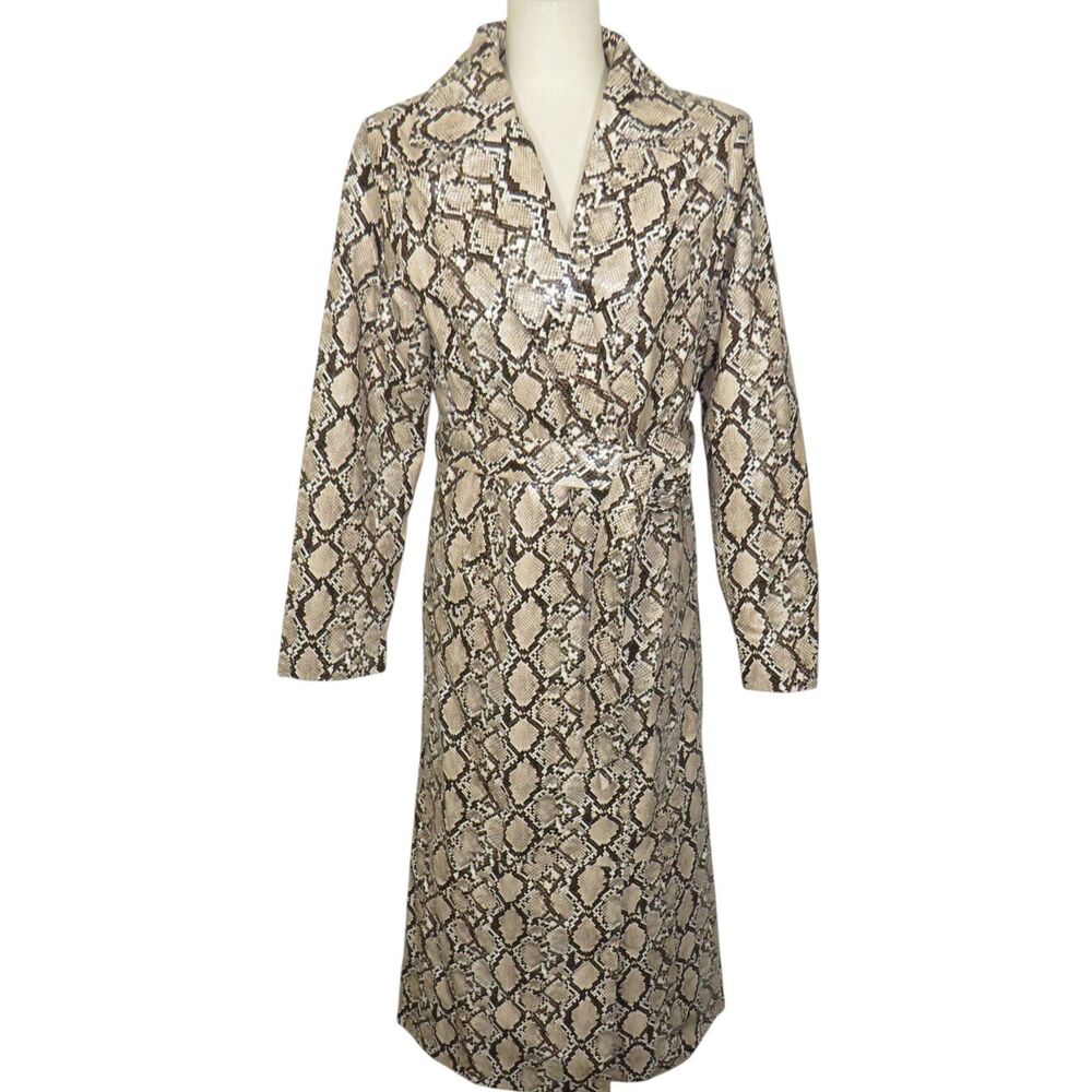 Naked Wardrobe Faux Snake Skin Belted Trench Coat Size Medium